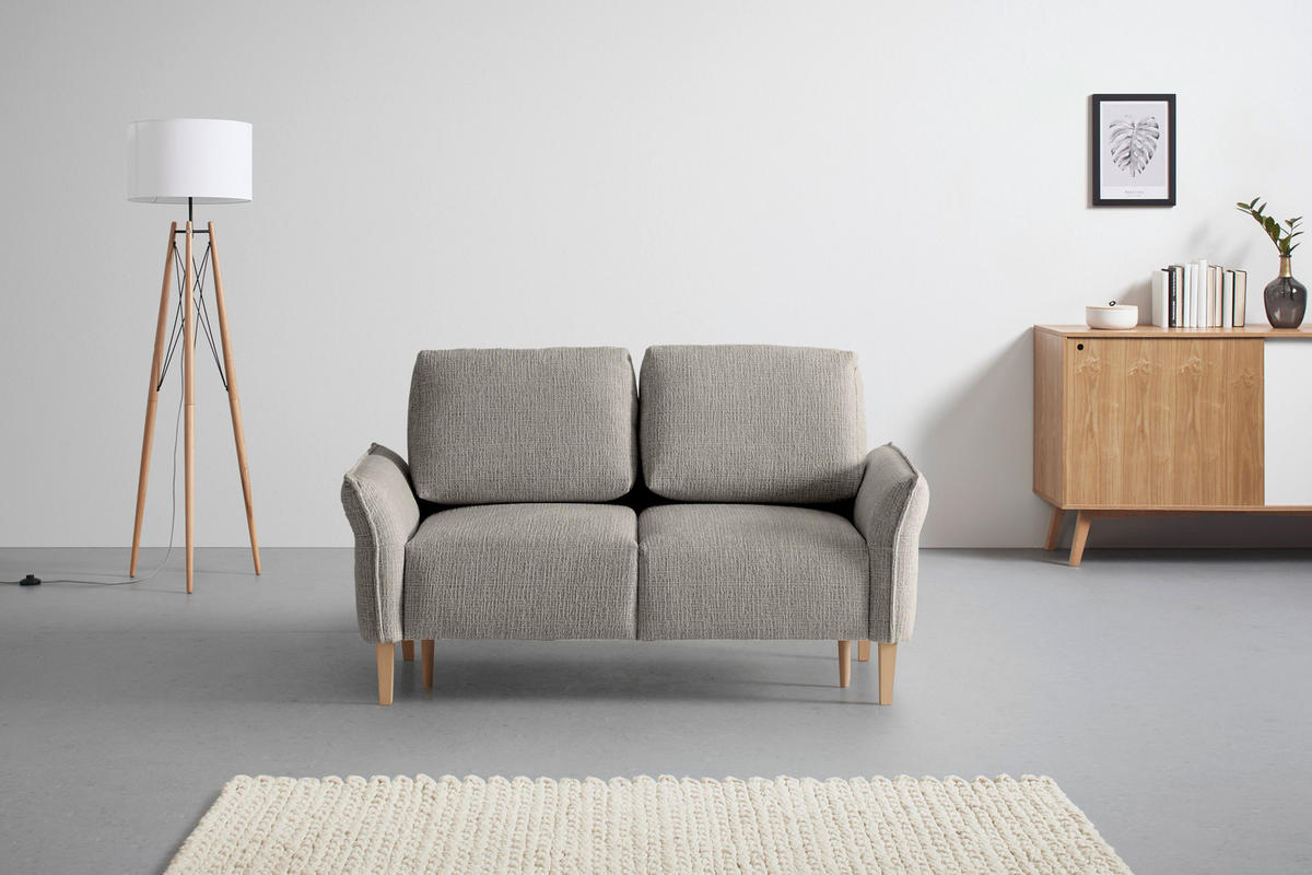 2-SITZER-SOFA in Webstoff Dunkelgrau  - Eichefarben/Dunkelgrau, Modern, Holz/Textil (150/85/92cm) - MID.YOU
