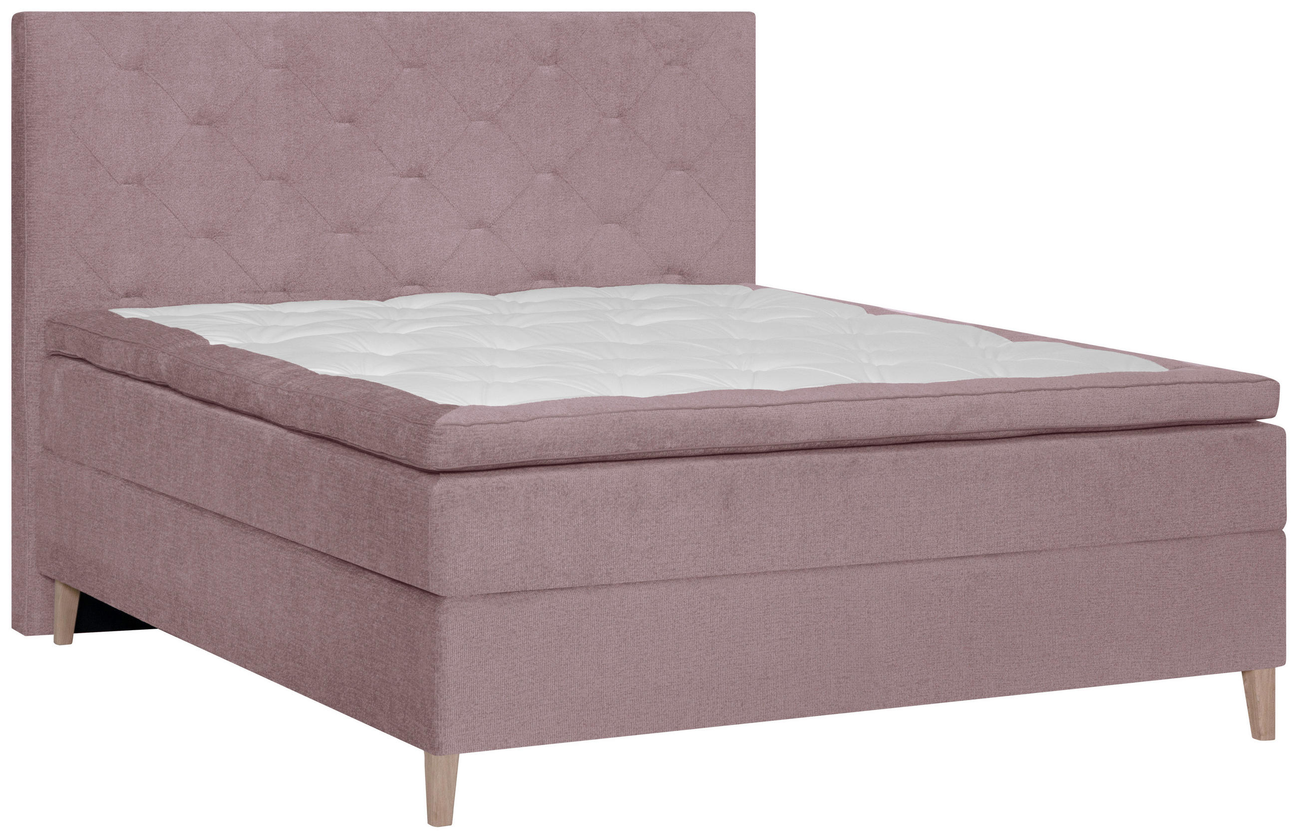 BOXSPRINGBETT 180/200 cm  in Rosa  - Eichefarben/Rosa, Konventionell, Holz/Textil (180/200cm) - Welnova