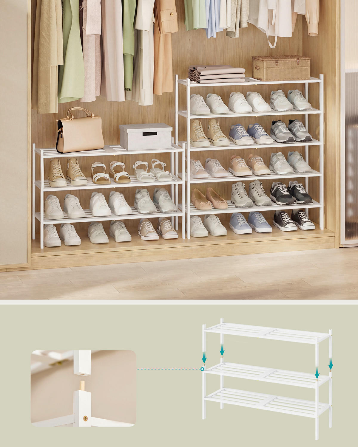 SCHUHREGAL Bambus Weiß  - Weiß, Basics, Holz (70/51,5/25cm)