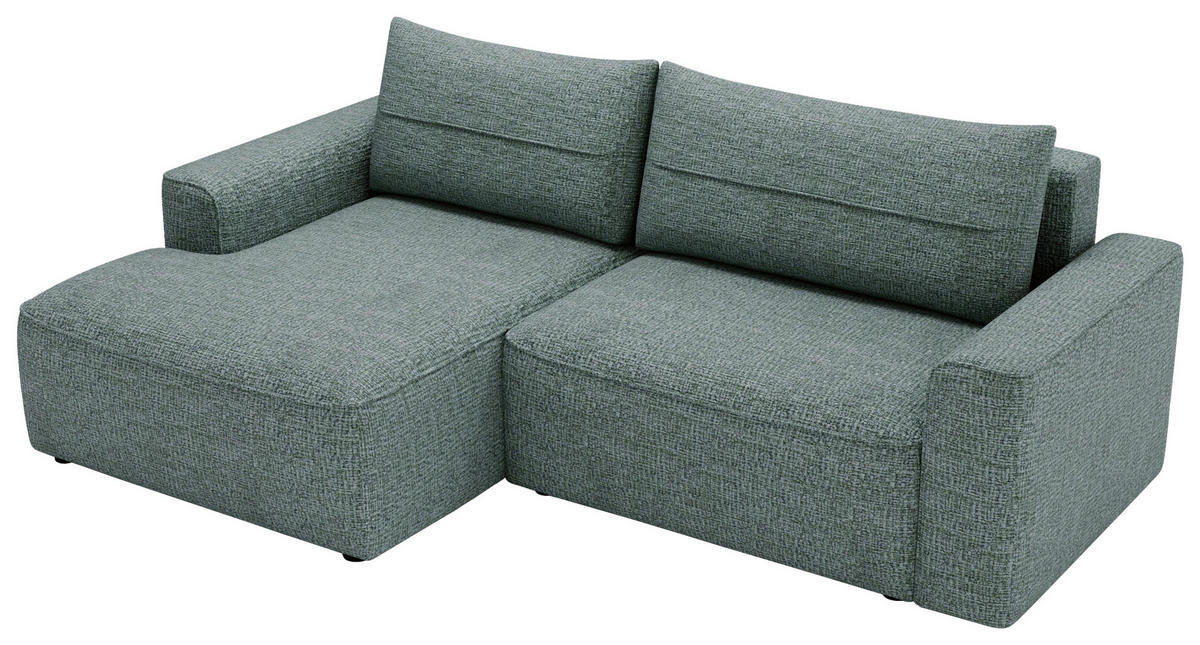 ECKSOFA in Chenille Grün  - Schwarz/Grün, Design, Kunststoff/Textil (144/233cm) - Livetastic