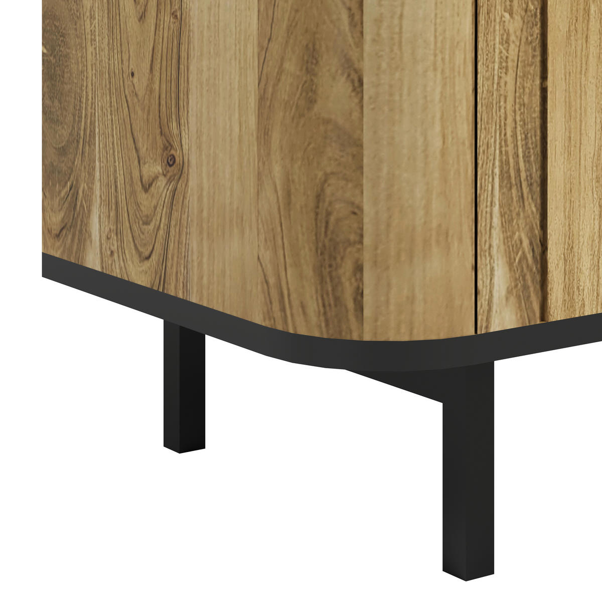 HOCHSCHRANK 51/160/42 cm  - Schwarz/Naturfarben, Natur, Holz/Metall (51/160/42cm) - Livetastic