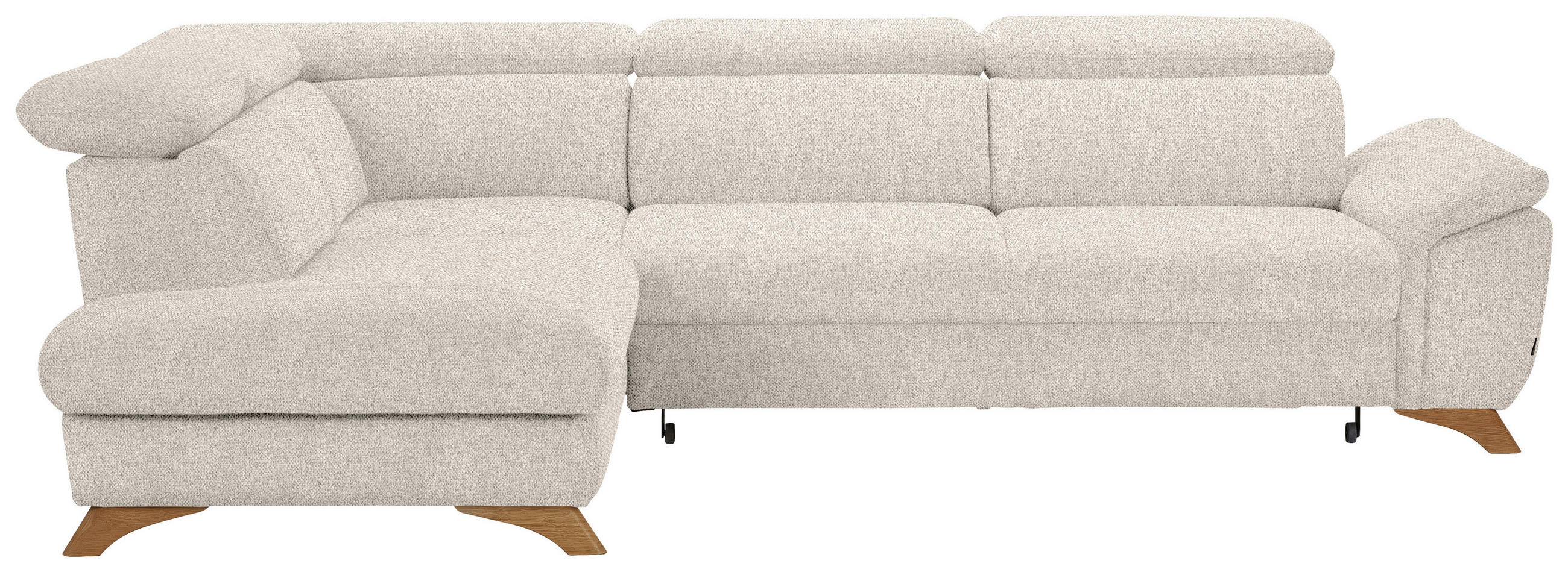 ECKSOFA in Bouclé Creme  - Eichefarben/Creme, Modern, Holz/Textil (212/287cm) - Valnatura