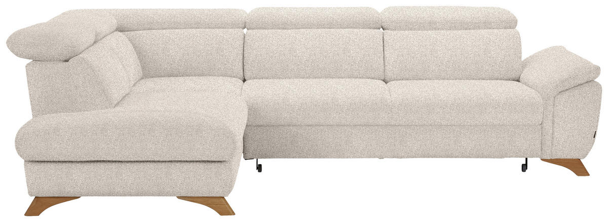 ECKSOFA in Bouclé Creme  - Eichefarben/Creme, Modern, Holz/Textil (212/287cm) - Valnatura