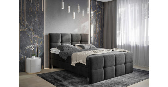 BOXBETT 180/200 cm in Anthrazit - Chromfarben/Anthrazit, Design, Holz/Holzwerkstoff (180/200cm) - Esposa