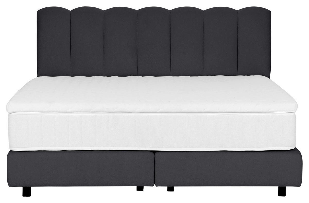 BOXSPRINGBETT 180/200 cm,  in Anthrazit, Topper, Matratzen, H3 = fest  - Anthrazit/Schwarz, Design, Holzwerkstoff/Textil (180/200cm) - Esposa