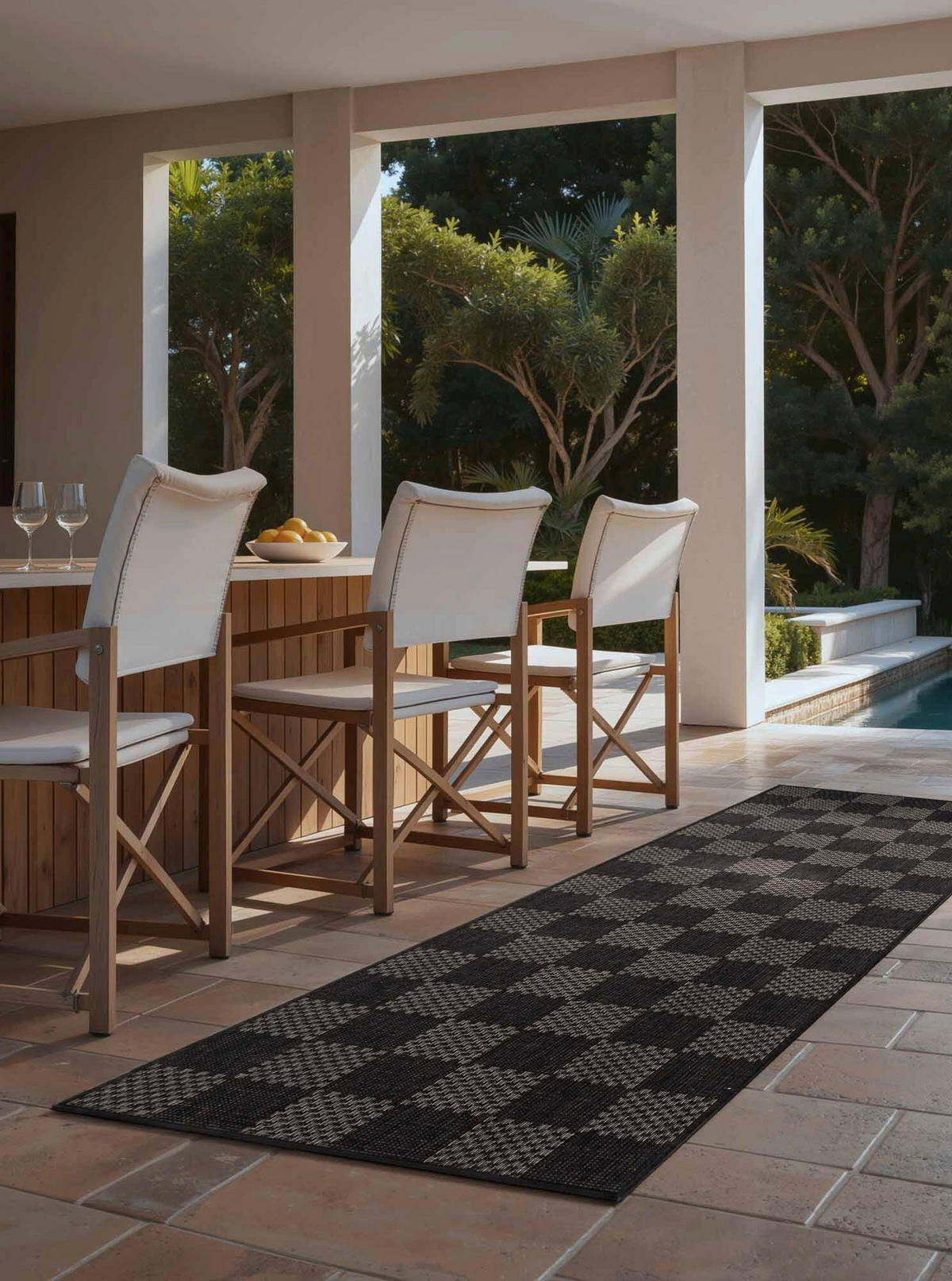 FLACHWEBETEPPICH 80/200 cm Haringey Schwarz, Weiß rechteckig  - Schwarz/Weiß, Design, Kunststoff (80/200cm)