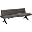 SITZBANK 220/87/70-86 cm Lederlook (vegan) Dunkelgrau  - Dunkelgrau/Schwarz, KONVENTIONELL, Textil/Metall (220/87/70-86cm) - Moderano