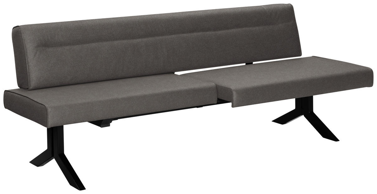SITZBANK in Metall, Textil Dunkelgrau  - Dunkelgrau/Schwarz, Konventionell, Textil/Metall (220/87/70-86cm) - Moderano