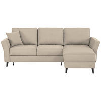 ECKSOFA in Velours Beige  - Beige/Schwarz, Konventionell, Holz/Textil (244/159cm) - Carryhome