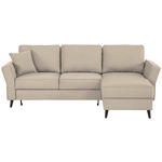 ECKSOFA Beige Velours  - Beige/Schwarz, KONVENTIONELL, Holz/Textil (244/159cm) - Carryhome