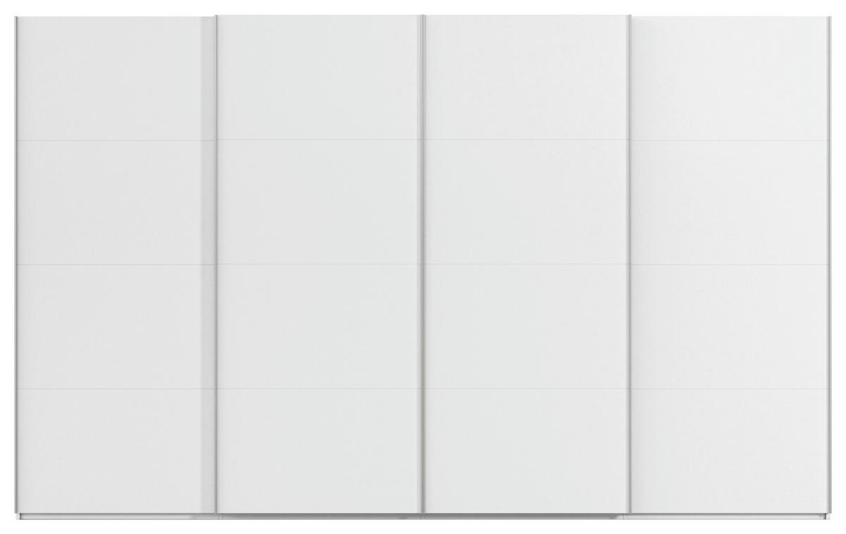 SCHWEBETÜRENSCHRANK 360/236/68 cm 4-türig Weiß  - Alufarben/Weiß, Basics, Holzwerkstoff/Metall (360/236/68cm) - Novel
