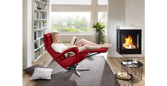 RELAXSESSEL in Leder Rot - Edelstahlfarben/Rot, Design, Leder/Metall (75/106/88cm) - Dieter Knoll