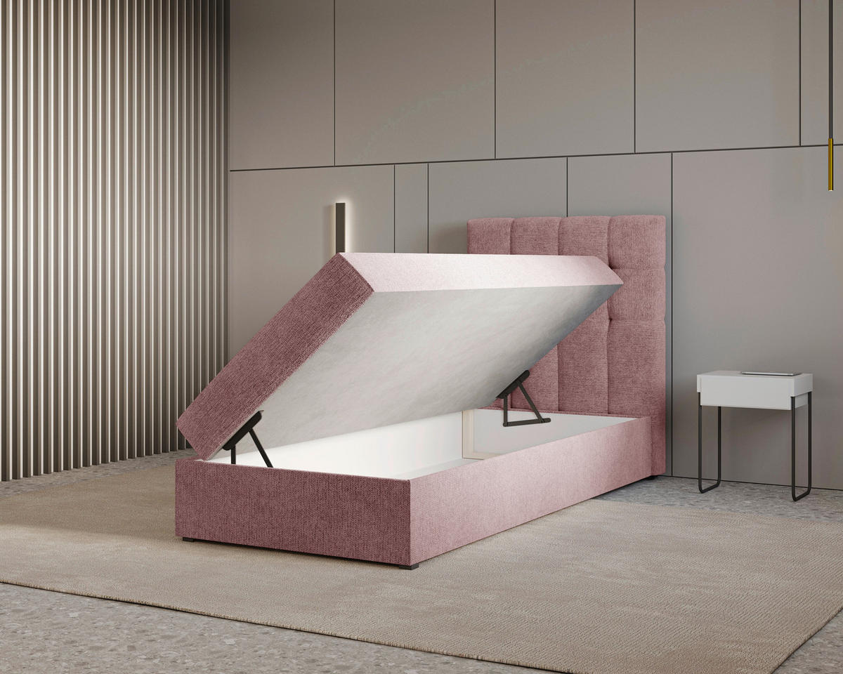 BOXBETT 90/200 cm,  in Kupferfarben, Bettkasten, Topper,  - Schwarz/Kupferfarben, MODERN, Holz/Kunststoff (90/200cm) - MID.YOU