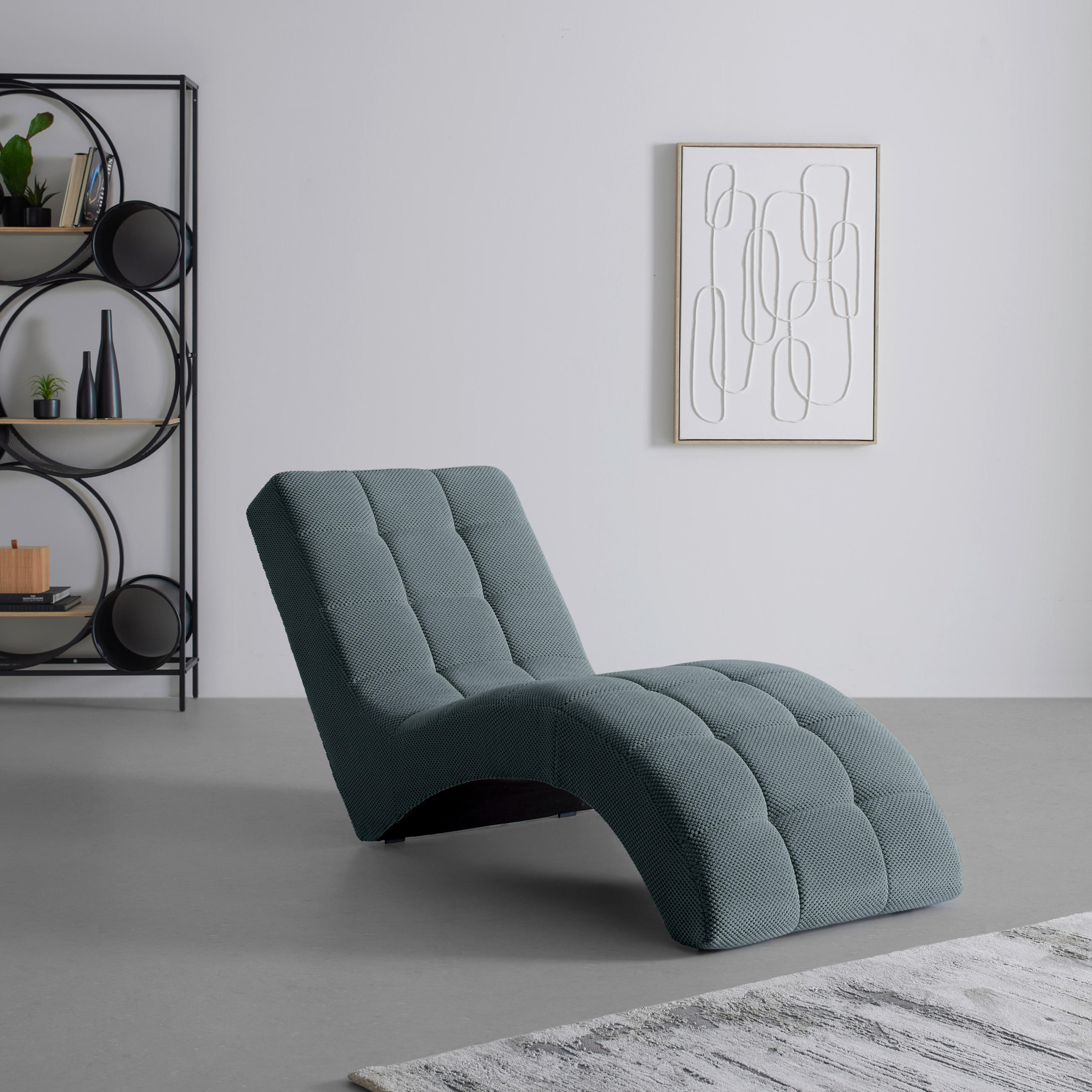 LIGGFÅTÖLJ i vävt tyg blågrå  - blågrå/svart, Modern, textil/plast (68/80/167cm) - MID.YOU