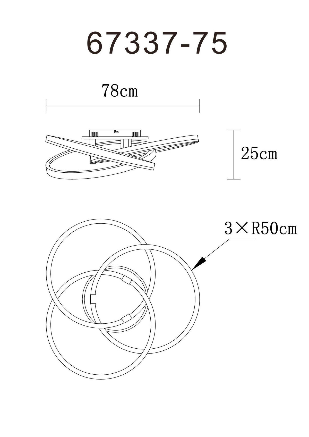 STROPNA LED-SVETILKA  TRIS   2700-6000 K 230 V  - bela/antracit, Design, kovina/umetna masa (78/25cm) - Globo