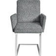 ARMLEHNSTUHL  in Stahl Chenille  - Chromfarben/Grau, Design, Textil/Metall (56/92/60cm) - Dieter Knoll