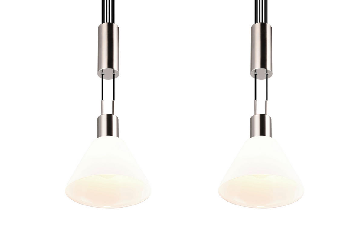 HÄNGLAMPA Stanley 19/55/160 cm  - vit/nickelfärgad, Klassisk, metall/glas (19/55/160cm) - Trio Leuchten