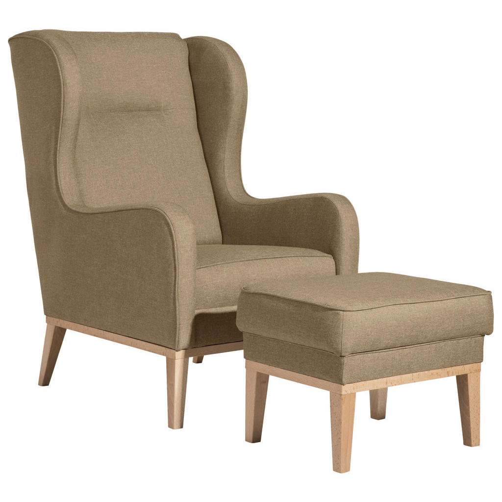 Thumbnail - Max Winzer Ohrensessel Lesesessel, Sand, Textil, Buche, 66x104x78 cm, Goldenes M, Made in Europe, Wohnzimmer, Sessel, Oh...