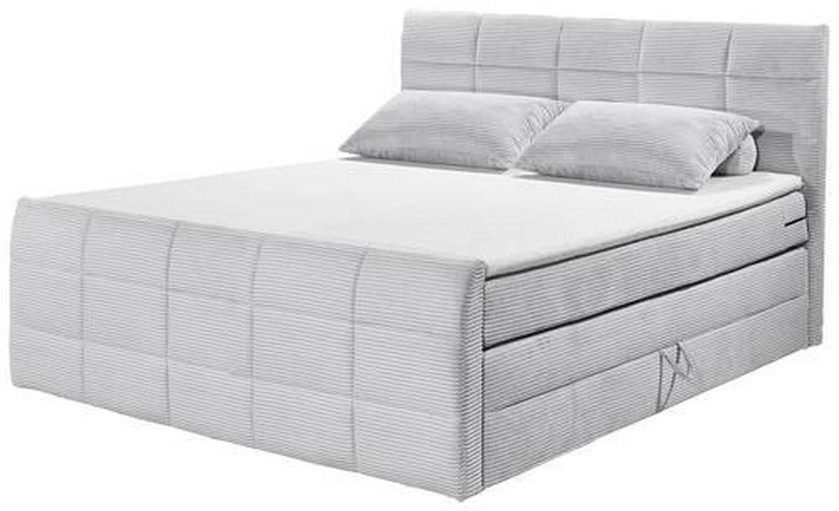 BOXSPRINGBETT 180/200 cm  in Hellgrau  - Hellgrau/Schwarz, MODERN, Holzwerkstoff/Kunststoff (180/200cm) - MID.YOU