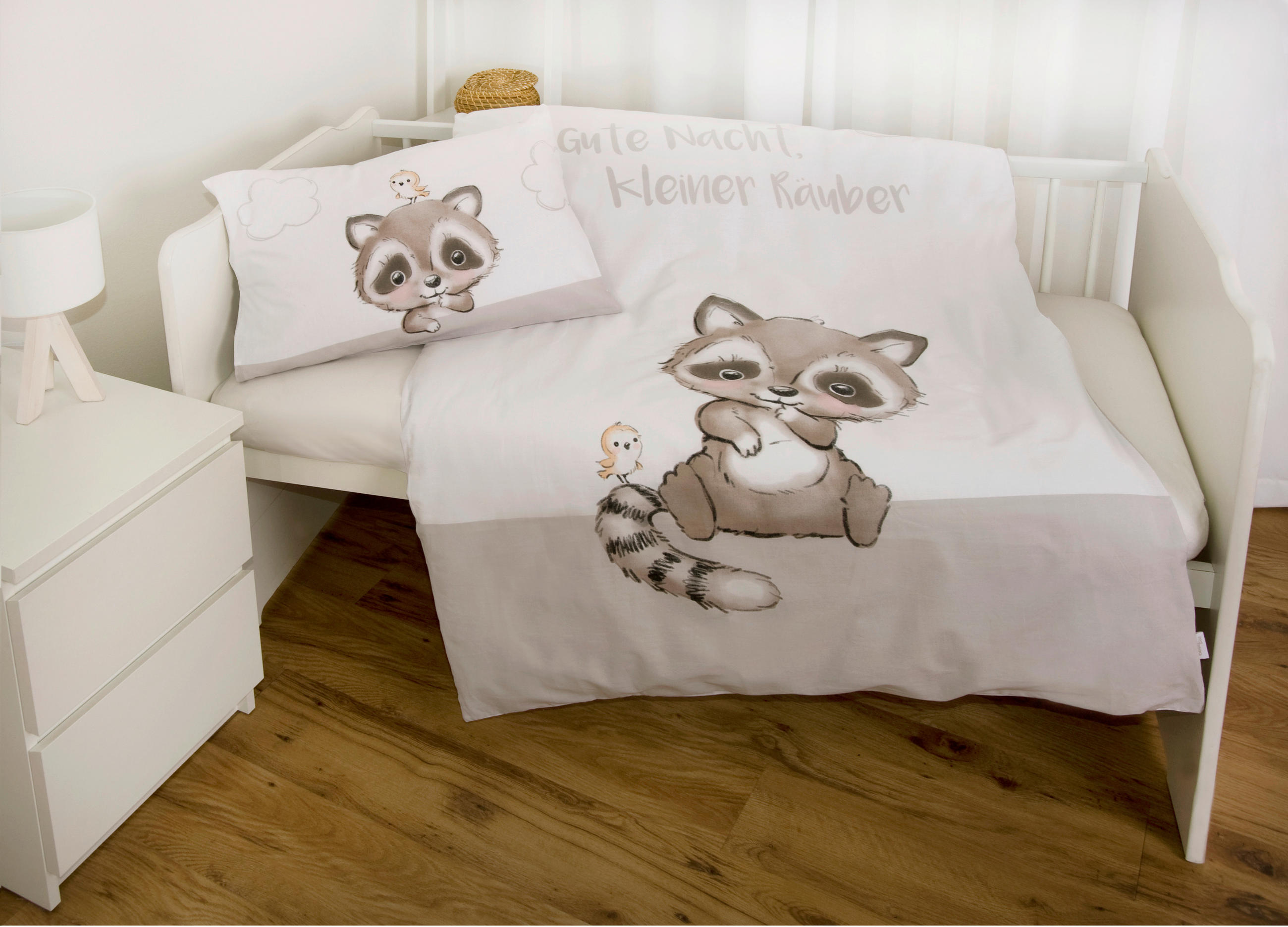 BABYBETTWÄSCHE 100/135 cm  - Hellgrau/Weiß, Basics, Textil (100/135cm) - Herding
