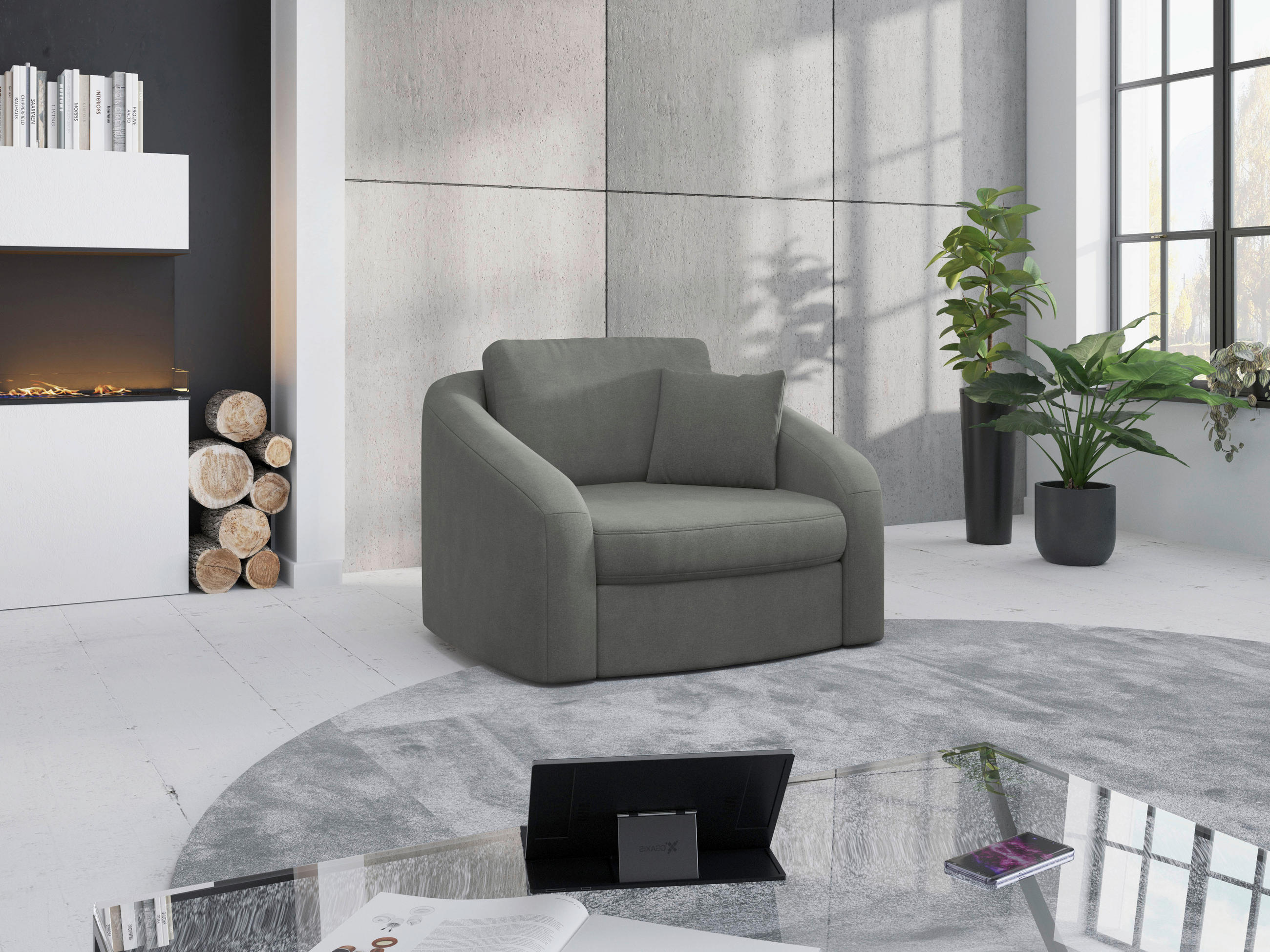 SESSEL in Mikrofaser Schlammfarben  - Schlammfarben/Schwarz, MODERN, Kunststoff/Textil (116/88/104cm) - Sit & More