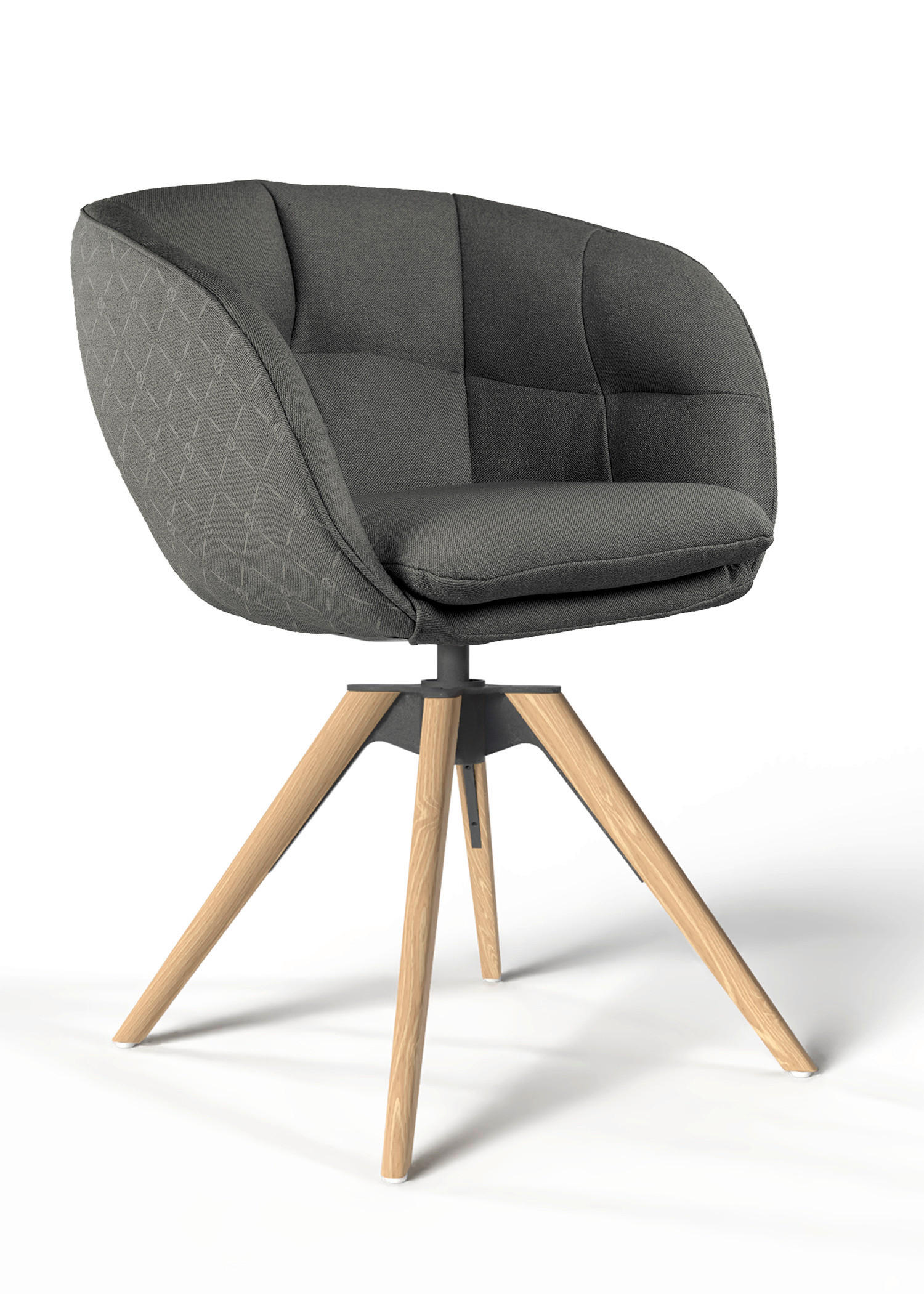 ARMLEHNSTUHL  Sitzfläche 360° drehbar, Gestellauswahl, ergonomische Rückenlehne, Stoff-/Lederauswahl Jacquard  Graphitfarben  - Eichefarben/Graphitfarben, Design, Holz/Textil (56/85/64cm) - Dieter Knoll