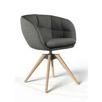 ARMLEHNSTUHL  Sitzfläche 360° drehbar, Gestellauswahl, ergonomische Rückenlehne, Stoff-/Lederauswahl Jacquard  Graphitfarben  - Eichefarben/Graphitfarben, Design, Holz/Textil (56/85/64cm) - Dieter Knoll