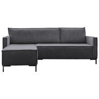 ECKSOFA in Cord Grau  - Schwarz/Grau, Design, Textil/Metall (232/90/154cm) - MID.YOU