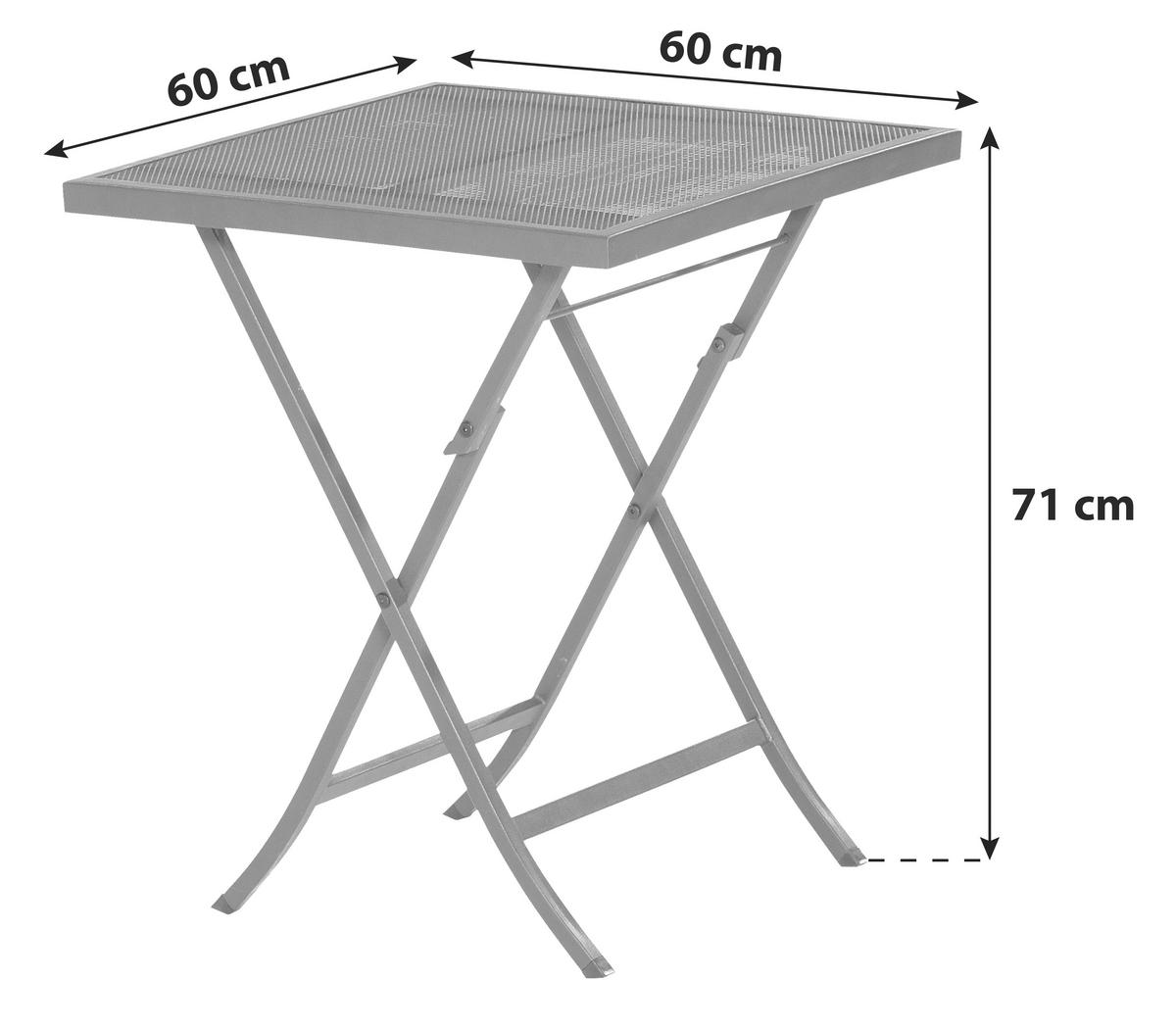 GARTENKLAPPTISCH Metall Graphitfarben quadratisch  - Graphitfarben, MODERN, Metall (60/60/71cm) - Gardenson