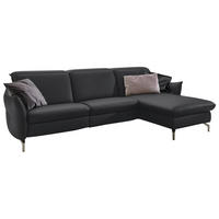 ECKSOFA in Echtleder Anthrazit  - Anthrazit/Nickelfarben, Modern, Leder/Metall (263/179cm) - Livetastic