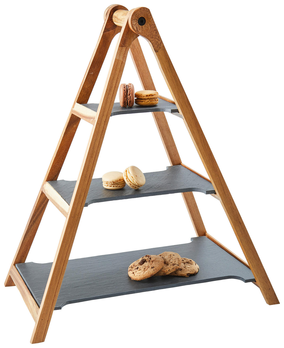 ETAGERE 3-stöckig - Anthrazit/Akaziefarben, Konventionell, Holz/Stein (54/28/11cm) - Villeroy & Boch