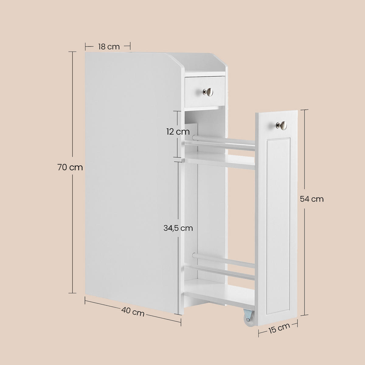MIDISCHRANK 18/70/40 cm  - Weiß, MODERN, Holzwerkstoff (18/70/40cm) - MID.YOU