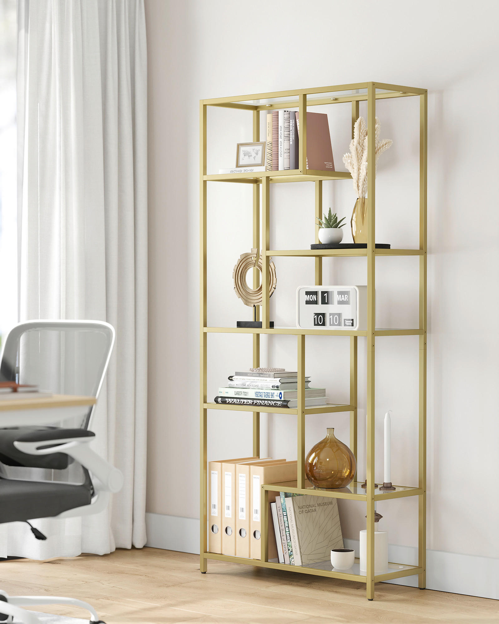 REGAL  80/180/30 cm Goldfarben  - Goldfarben, MODERN, Glas/Metall (80/180/30cm) - MID.YOU