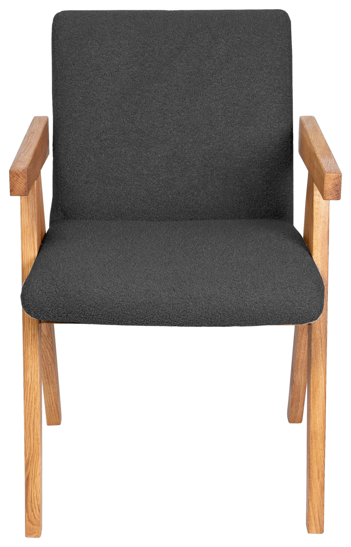 ARMLEHNSTUHL  in Bouclé  - Eichefarben/Anthrazit, KONVENTIONELL, Holz/Textil (53,5/83/62cm) - Linea Natura