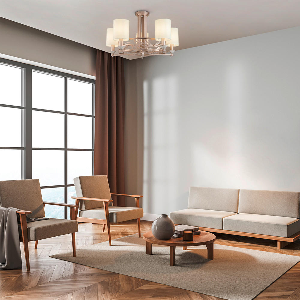 KRONLEUCHTER House 71/34.2/71 cm   - Goldfarben/Creme, Trend, Kunststoff/Textil (71/34.2/71cm) - MAYTONI
