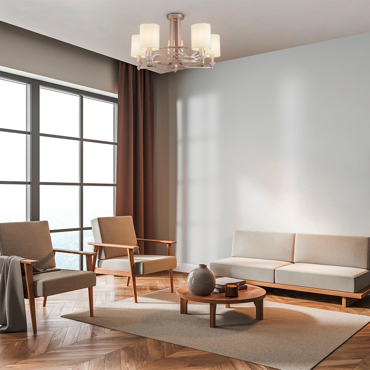 KRONLEUCHTER 71/34.2/71 cm    - Goldfarben/Creme, Trend, Kunststoff/Textil (71/34.2/71cm) - MAYTONI