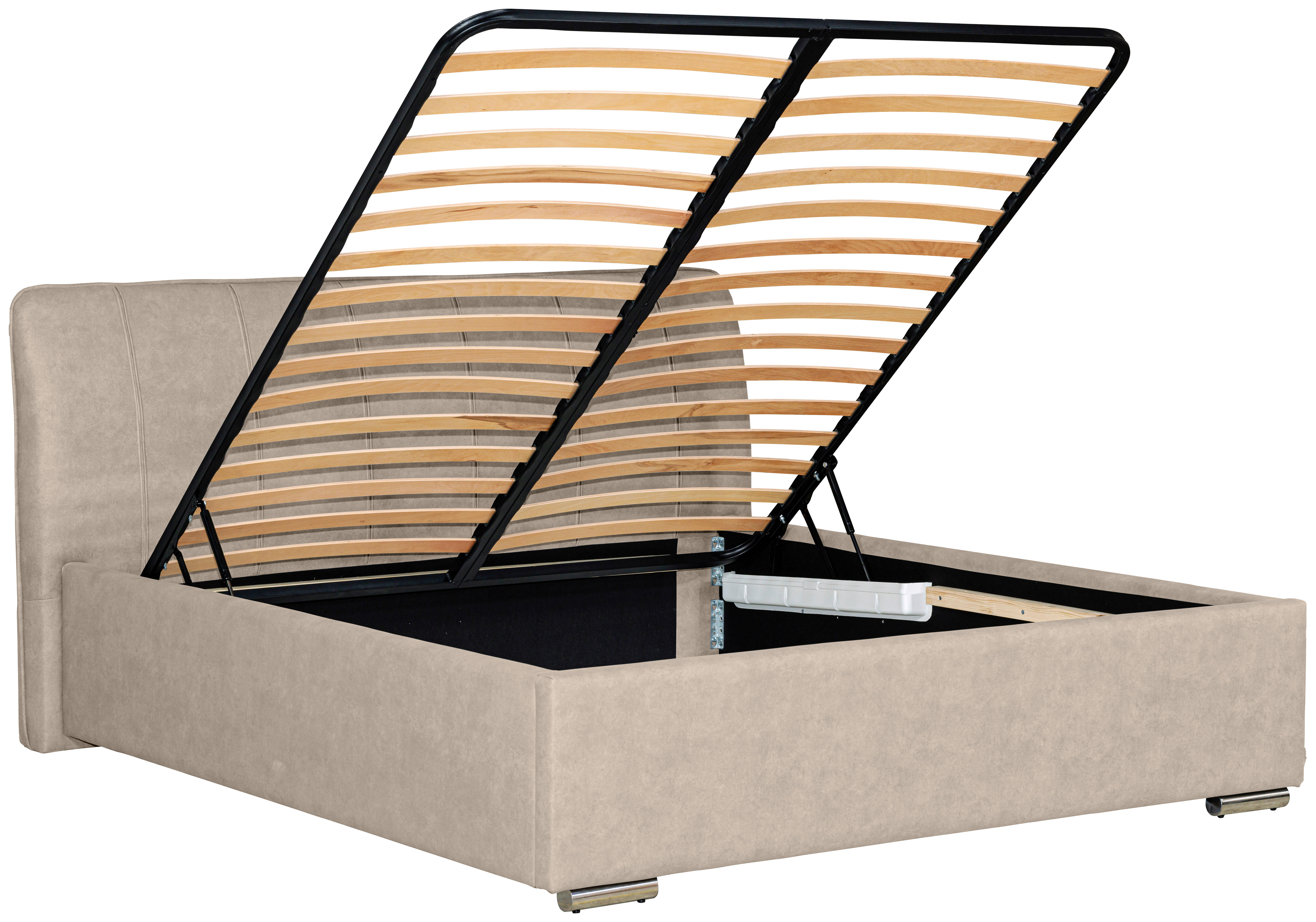 POLSTERBETT gepolstertes Kopfteil, Lattenrost, Bettkasten Creme 160/200 cm  - Chromfarben/Creme, Basics, Holz/Textil (160/200cm) - Boxxx
