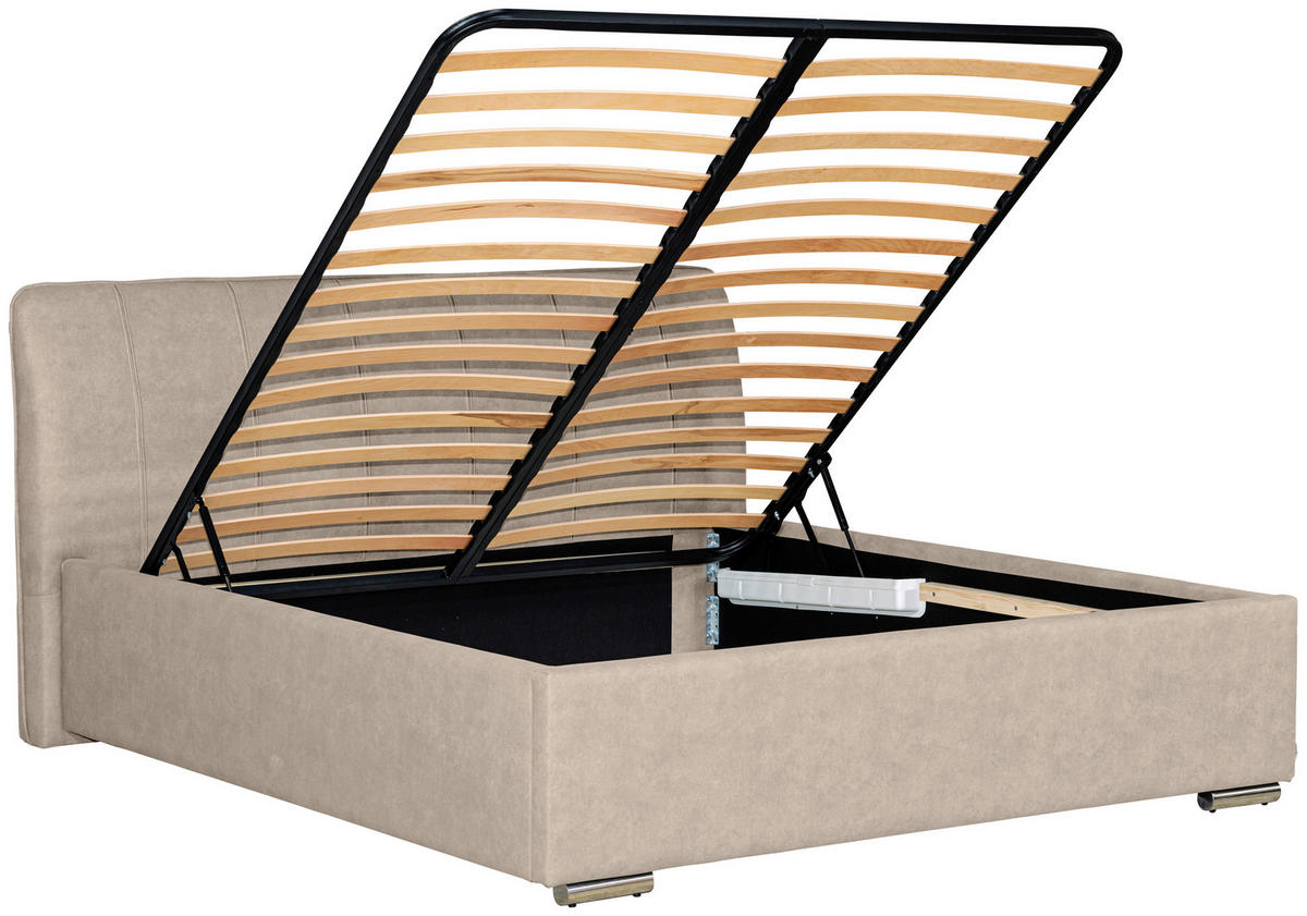 POLSTERBETT 180/200 cm  in Creme  - Chromfarben/Creme, Basics, Holz/Textil (180/200cm) - Boxxx