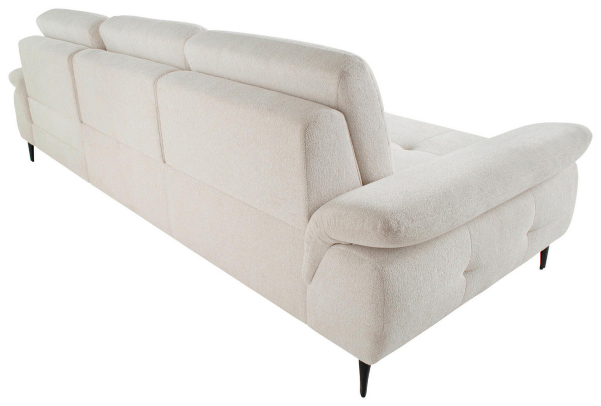 ECKSOFA ALMA Creme Chenille  - Creme/Schwarz, Design, Textil/Metall (285/191cm) - Livetastic