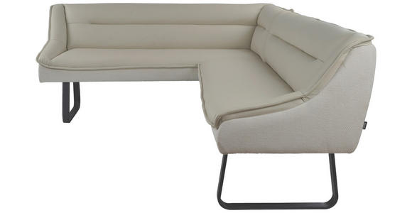 ECKBANK 178/237 cm Struktur Echtleder Schwarz, Beige   - Beige/Schwarz, Design, Leder/Textil (178/237cm) - Novel