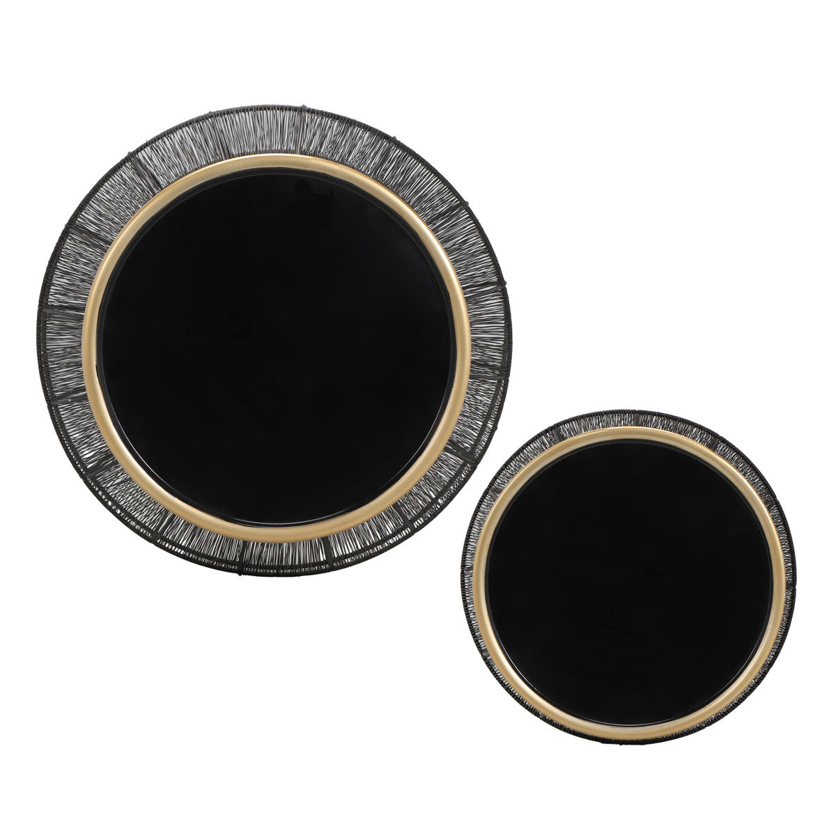 BEISTELLTISCHSET rund Schwarz, Goldfarben  - Goldfarben/Schwarz, MODERN, Metall - Milino