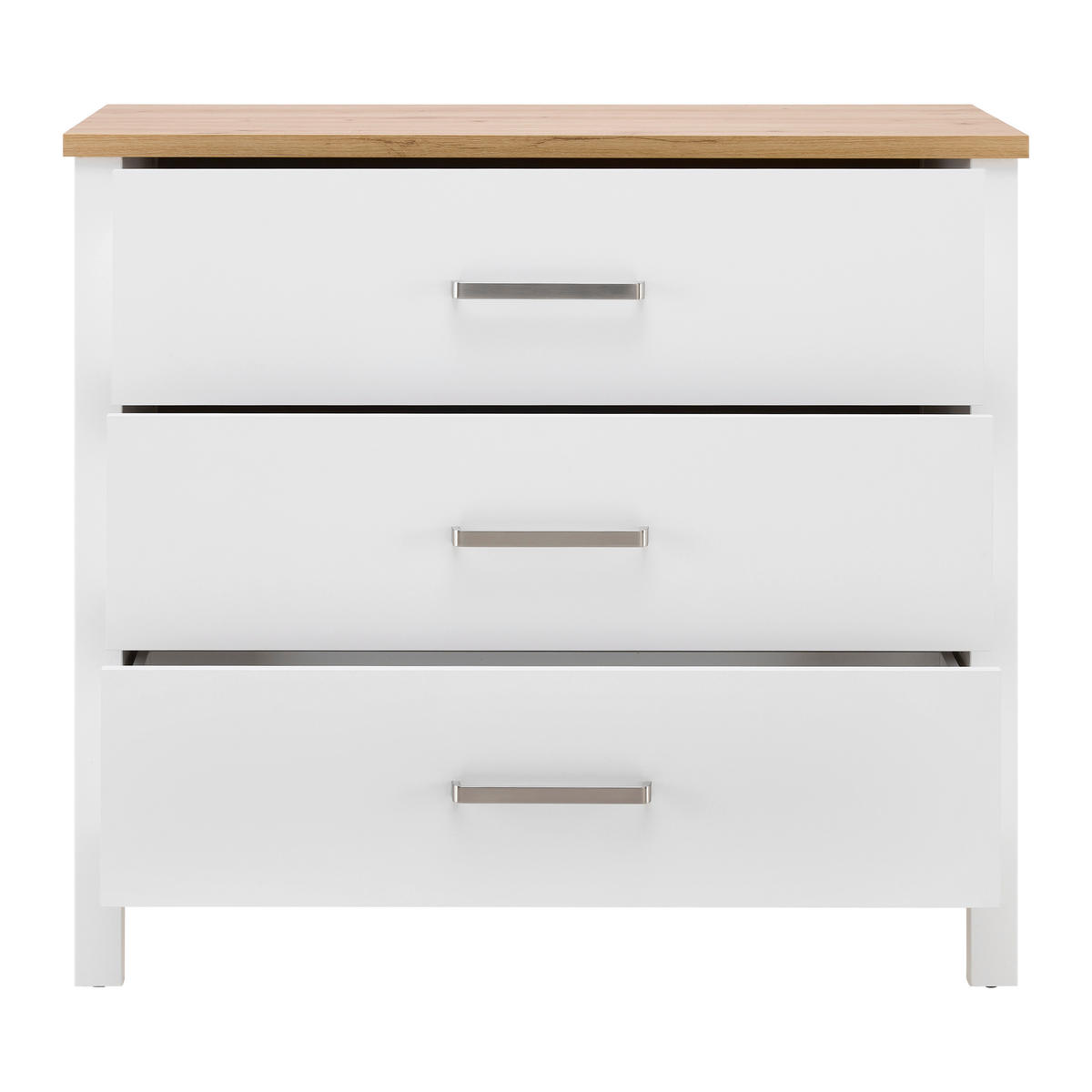KOMODA   103/92/45 cm   bijela, hrast Artisan  - bijela/srebrne boje, Romantično / ladanjski, drvni materijal/metal (103/92/45cm)