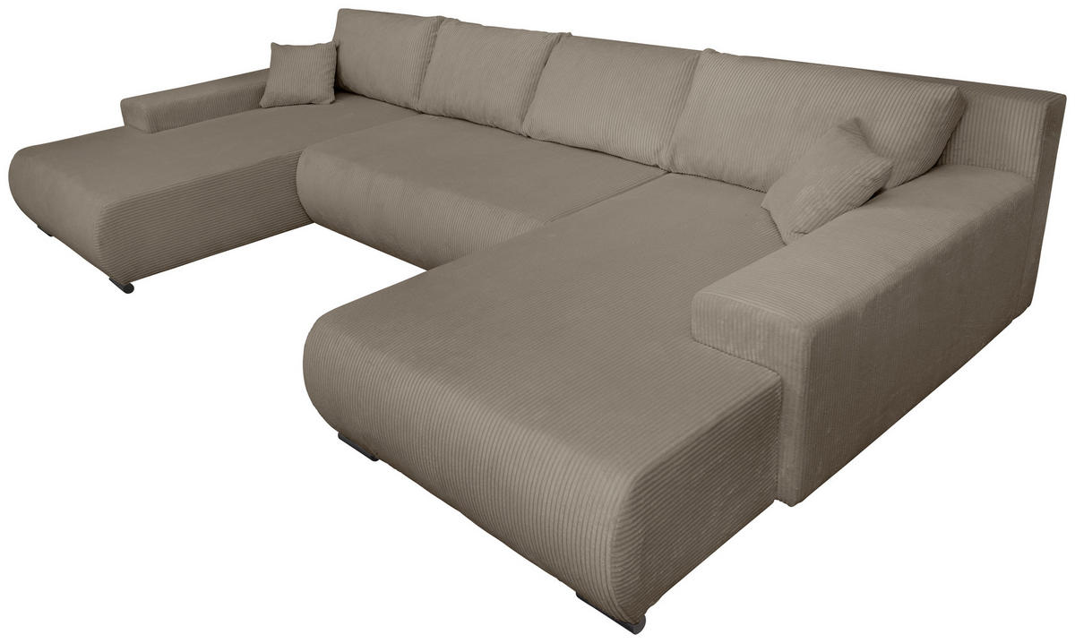 WOHNLANDSCHAFT Taupe Cord  - Taupe/Schwarz, KONVENTIONELL, Textil/Metall (191/351/191cm) - Carryhome