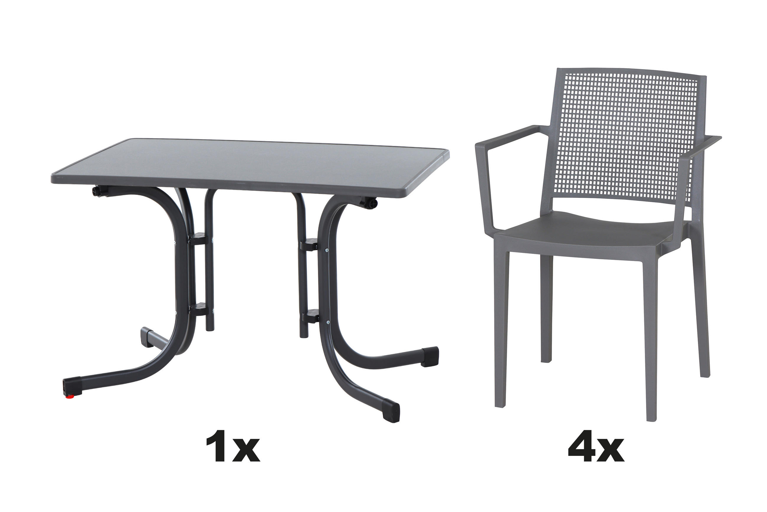 GARTENGARNITUR 5-teilig  - Anthrazit/Grau, Basics, Holzwerkstoff/Kunststoff (70/80/110cm) - Siena Garden