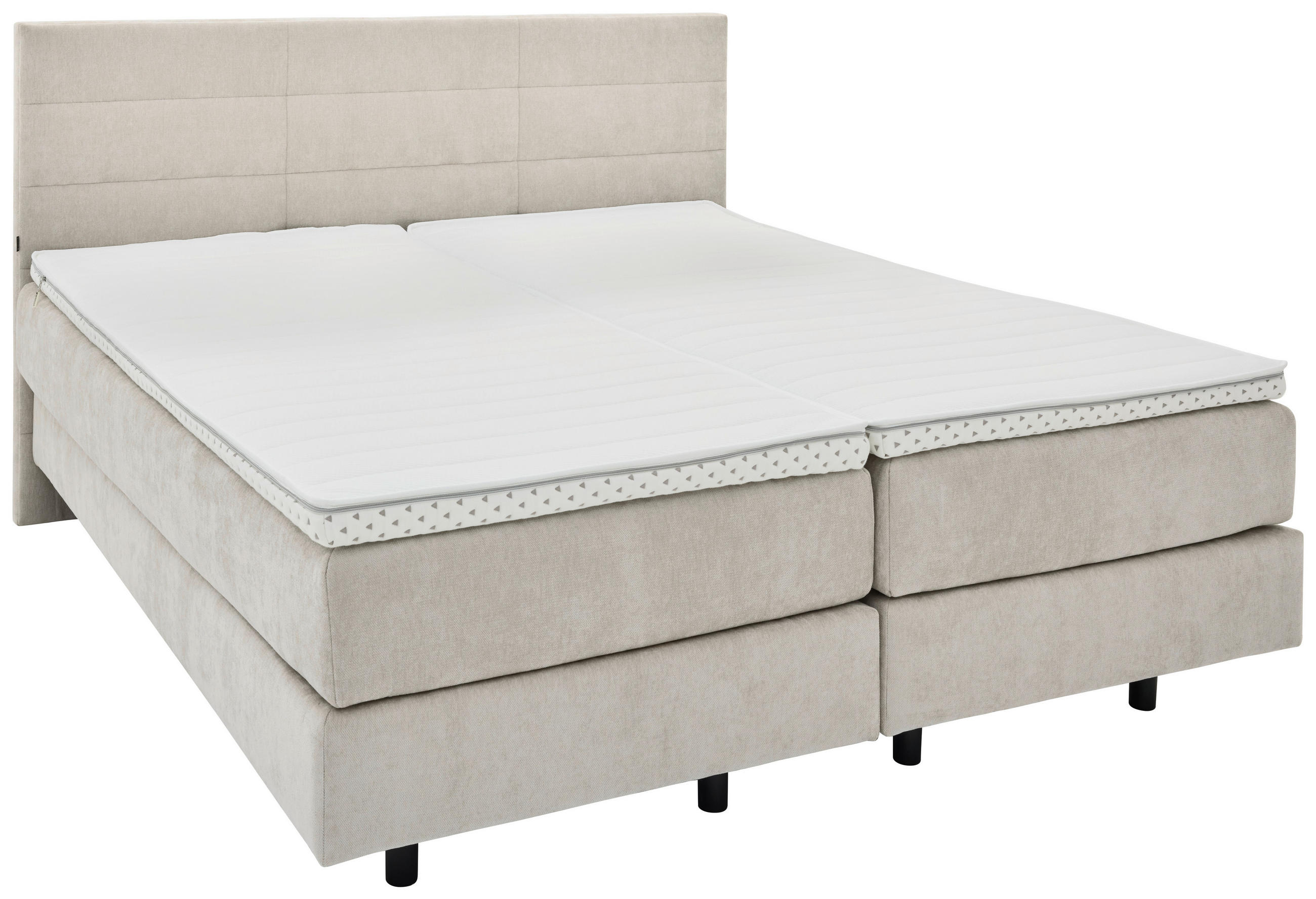 BOXSPRINGBETT 200/200 cm,  in Creme, gepolstertes Kopfteil, Matratzen, H3 + H3 = fest  - Creme/Schwarz, KONVENTIONELL, Holzwerkstoff/Kunststoff (200/200cm) - Musterring