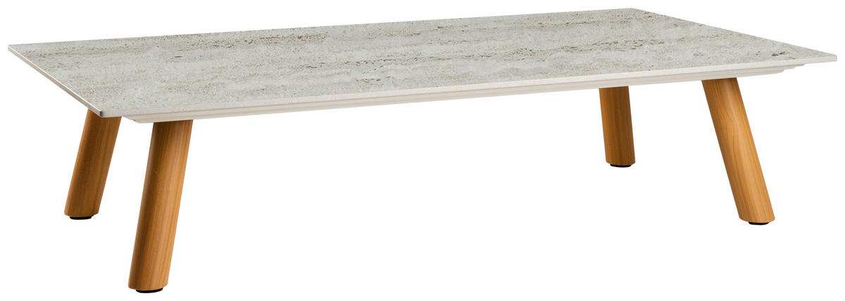 LOUNGETISCH  - Ecru/Teakfarben, Basics, Holz/Stein (150/80/35cm) - Tierra Outdoor