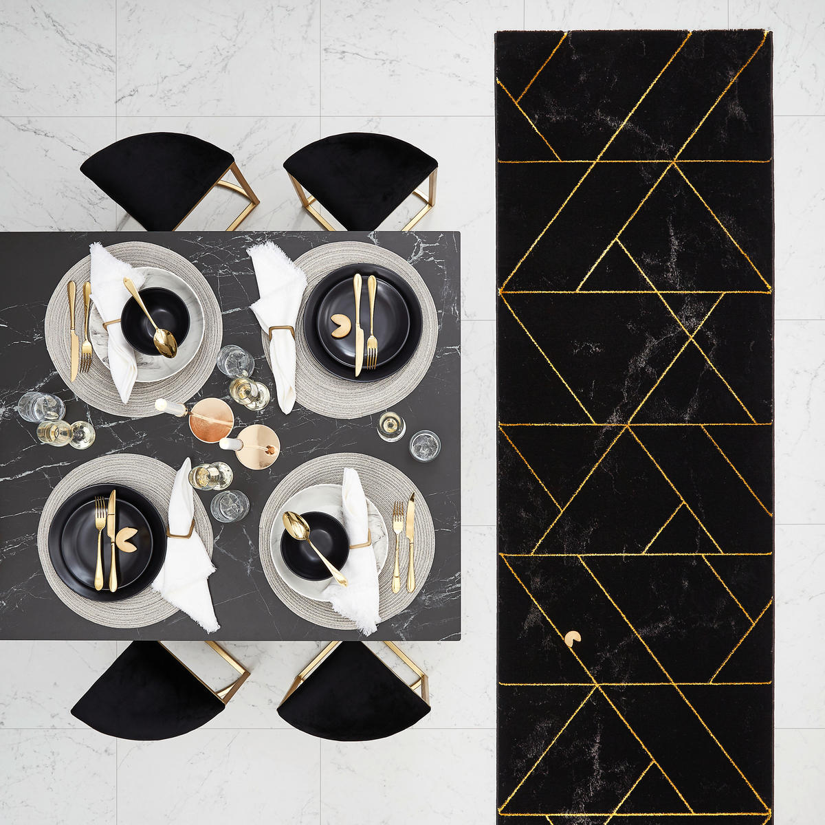 VÄVD MATTA 120/170 cm Marble  - grå/svart, Design, textil (120/170cm) - Novel