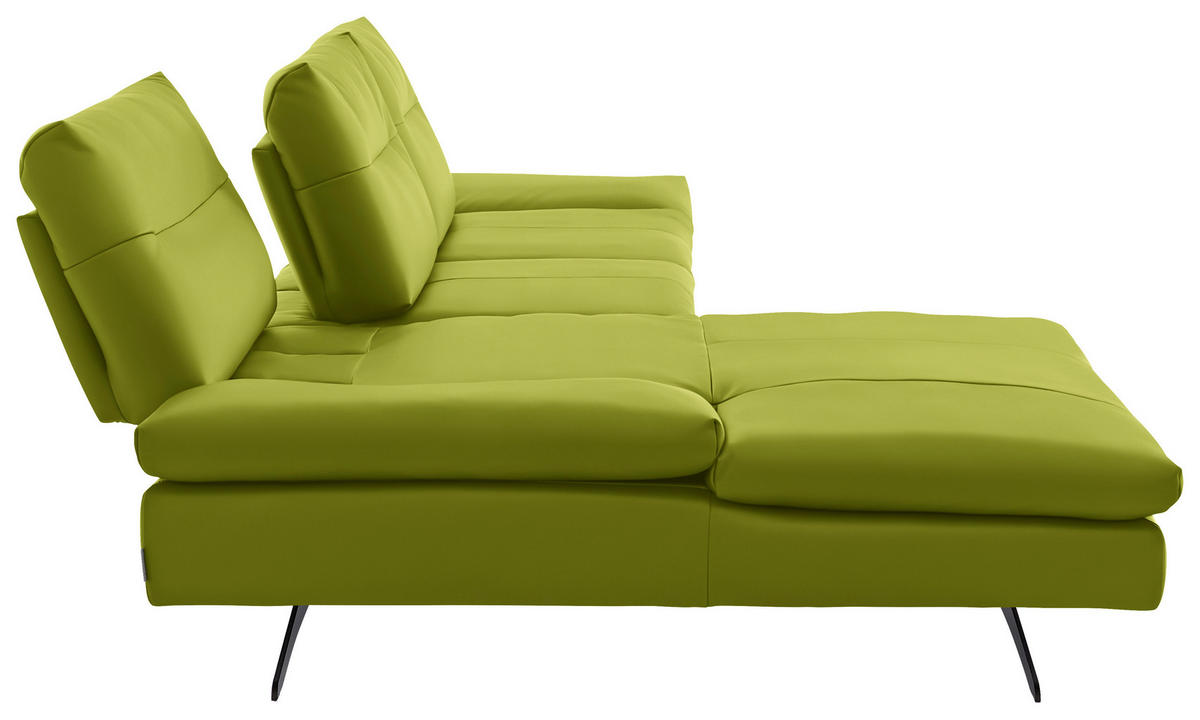 ECKSOFA in Echtleder Limette  - Limette/Schwarz, Modern, Leder/Metall (158/342cm) - Chilliano