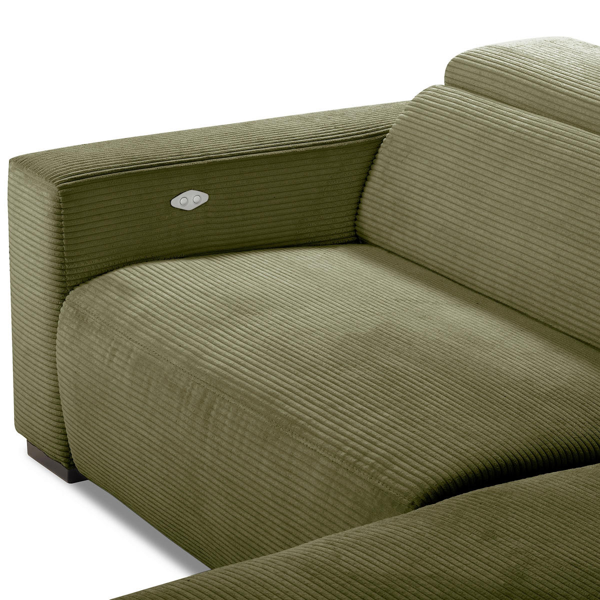 ECKSOFA RENO Grün Cord Relaxfunktion, Kopfteilverstellung  - Schwarz/Grün, Design, Kunststoff/Textil (248/184cm) - Livetastic