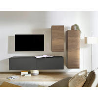 WOHNWAND 3-teilig  in Eichefarben, Anthrazit, Schieferfarben  234/174/37 cm  - Schieferfarben/Eichefarben, Design, Holzwerkstoff (234/174/37cm) - Celina Home